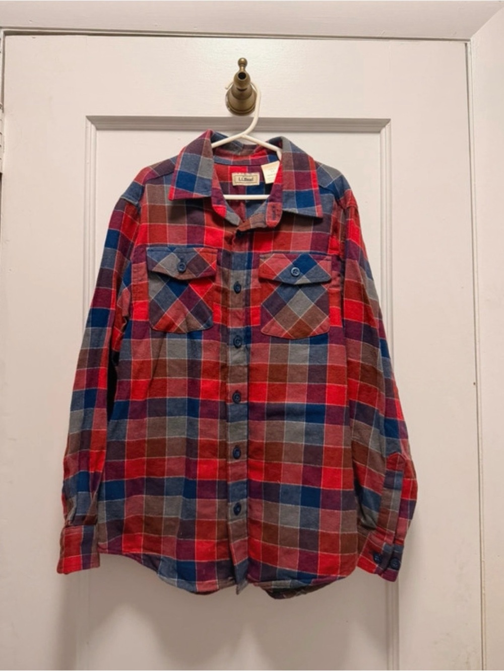 L.L.Bean Plaid Cotton Flannel Button Down Size Small